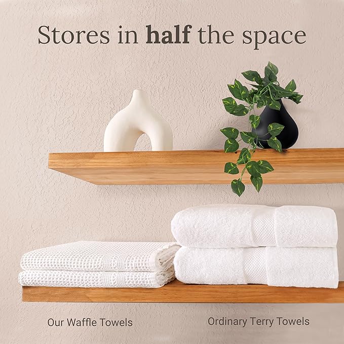 GILDEN TREE Waffle Hand Towels for Bathroom Quick Dry Towel Super Absorbent Thin 100% Cotton Hand Towels Lint Free, Hand Towels for Bathroom Set of 2, Classic Style (Seafoam)