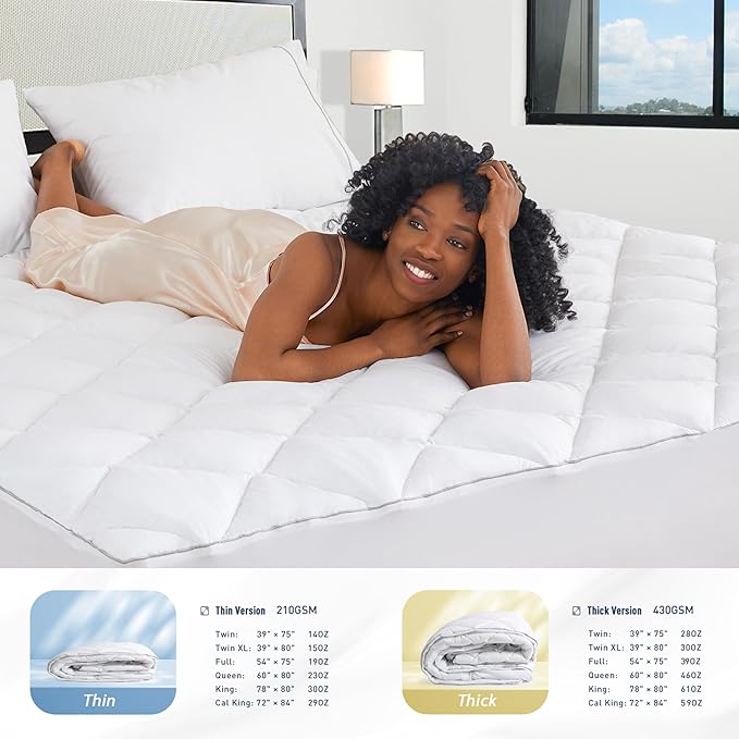 Sunflower Quilted Twin XL Mattress Protector, Mattress Pad Twinxl College Dorm, Cotton Twin XL Mattress Cover Waterproof, 18-22" Extra Deep Pocket Thin Version, Hypoallergenic Soft Durable