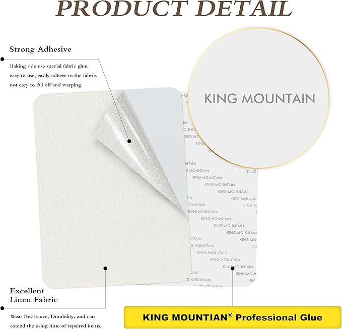 Fine Linen Repair Patches, Self-Adhesive Linen Fabric Patches, 12X40 inch Extra Size, Multi Color, Can be Used for Linen Sofa Repair and Linen Clothes Repair (12" x 40", Off White)