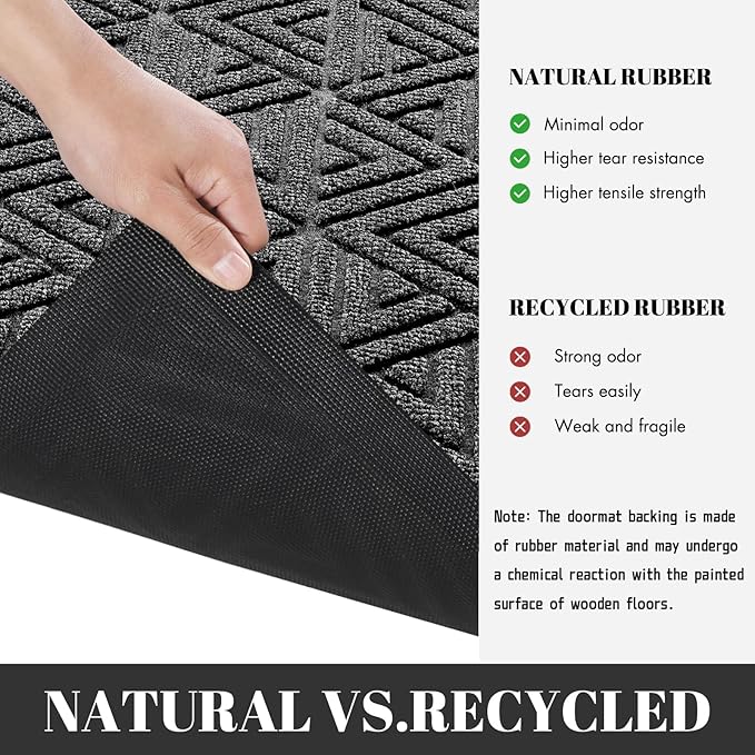 Yimobra Large Door Mat 47x24, All-Weather Waterproof Non-Slip Welcome Matt Outdoor, Heavy Duty Non Slip Doormat for Entryway for Patio and Garage Indoor, Easy Clean, Mix Grey