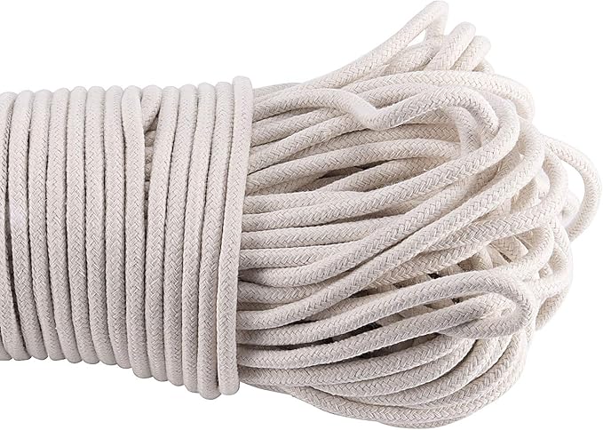328 Feet 1/4 Inch White Natural Cotton Rope, Cotton Clothesline Rope, All-Purpose Craft Rope for Clothes Hanger, Garden Flower Potted Plants, Laundry Line Dryer