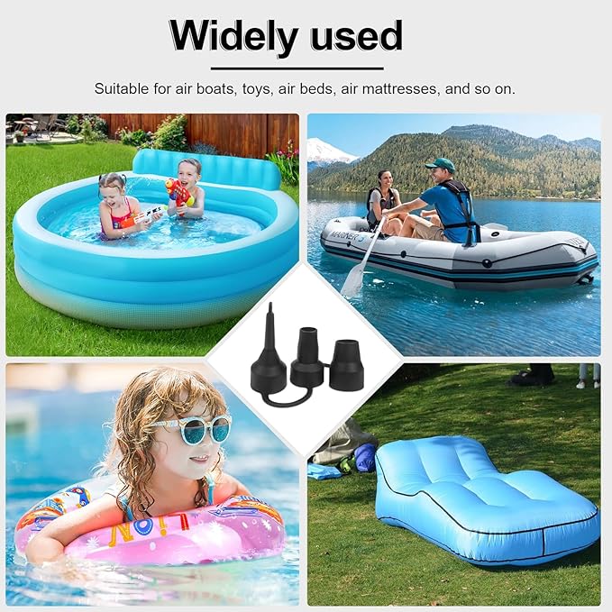 4 Set Air Pump Replacement Nozzles Head with 3 Sizes Plastic Inflatable Pump Adaptor Accessory for Partial Air Mattress Bed