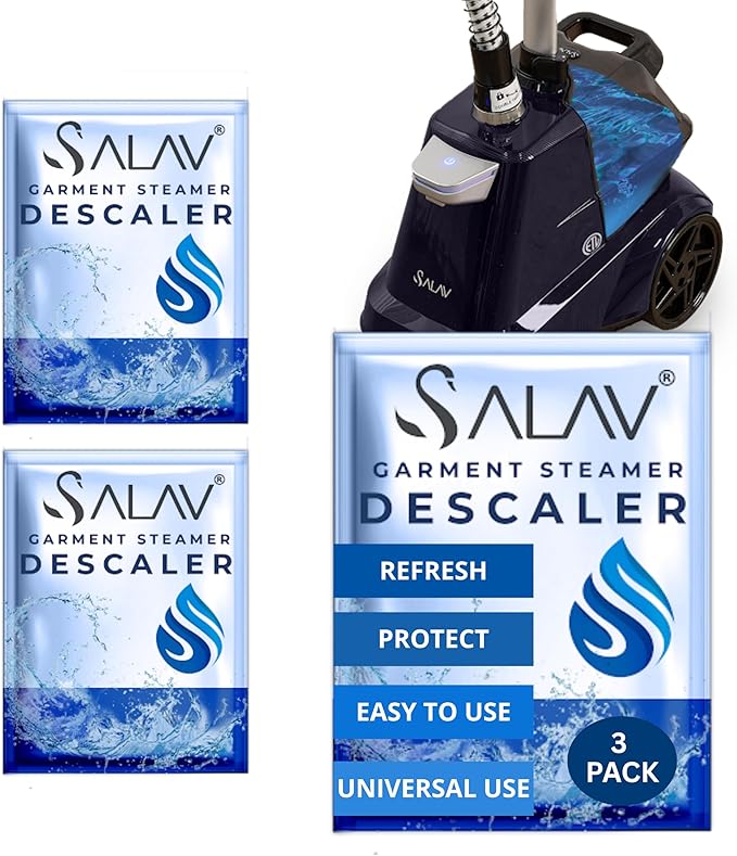 SALAV Garment Steamer Descaler/Decalcifier Packets for Mineral Deposits and Build-up Removal, Maintenance for Clothes Steamer, Use 1 Packet Every 4 Months, 3-pack