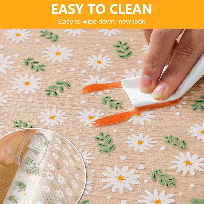 INNOLITES Shelf Liner – Cabinet & Drawer Liner Non-Adhesive – Waterproof Oil-Proof – Durable EVA with Floral for Kitchen Cabinets Refrigerator – BPA-Free, Easy to Cut 17.7" x 197"