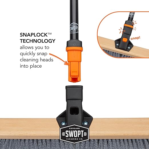 SWOPT 18” Premium Multi-Surface Push Broom Head — Indoor and Outdoor Push Broom — Cleaning Head Interchangeable with All SWOPT Cleaning Products for More Efficient Cleaning and Storage