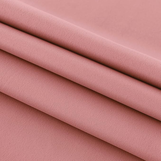 DWCN French Door Curtains – Rod Pocket Thermal Blackout Curtain for Window/Doorways/Kitchen/Classroom/Patio Doors for Privacy, 54W by 72L Inches, 1 Panel with Tieback, Dry Rose
