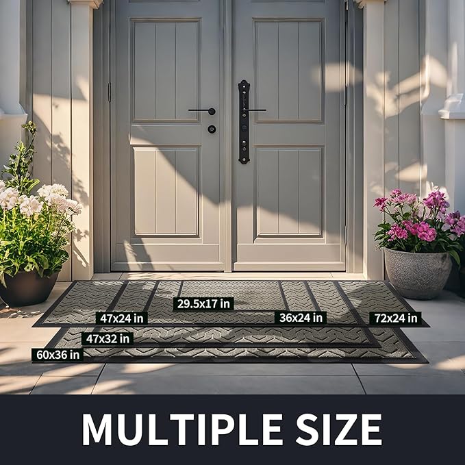 Yimobra Large Door Mat Outside Entrance 47x32, Waterproof Heavy Duty Outdoor Mats for Front Door, Non Slip Rubber Entry Mat for Garage Patio, Easy Clean, Beige