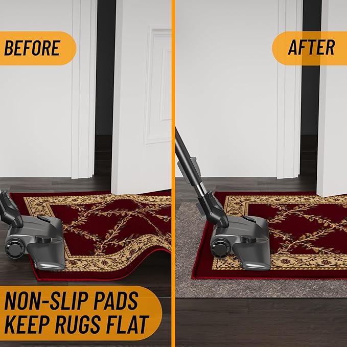 Ottomanson 3' x 11' Non-Slip Rug Pad Gripper 1/4 Inch Thick Dual Surface Felt + Rubber Gripper - Safe for All Floors, Brown