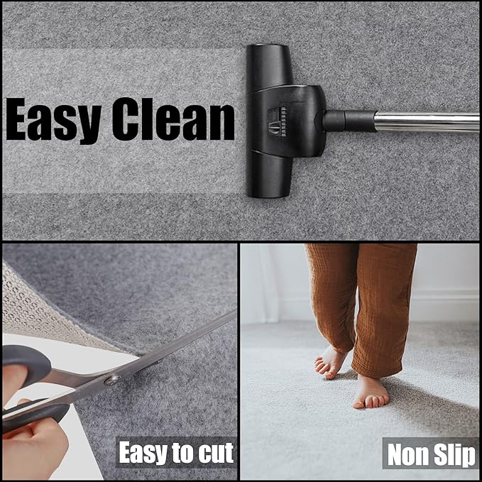 Non Slip Rug Pad Grippers - 10x14, 1/4" Thick, Felt + Rubber Double Layers Area Carpet Mat Tap, Provides Protection and Cushioning for Hardwood or Tile Floors