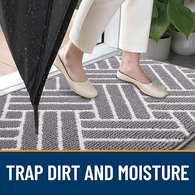 OLANLY Large Indoor Door Mat, 71x47 Inch, Dirt Resistant and Absorbent, Non-Slip Rubber Backing Floor Mats, Easy Clean Low-Profile Doormat for Entryway, Front Door, and Inside Entrance, Grey