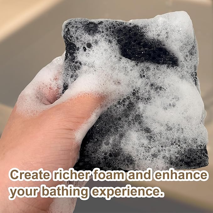 2 Pack Soap Bag Gentle Roughness,Bar Soap Pouch Saver Pocket,Body Scrubber Shower Sponge Loofah,Exfoliating Bath Sponge (Black)