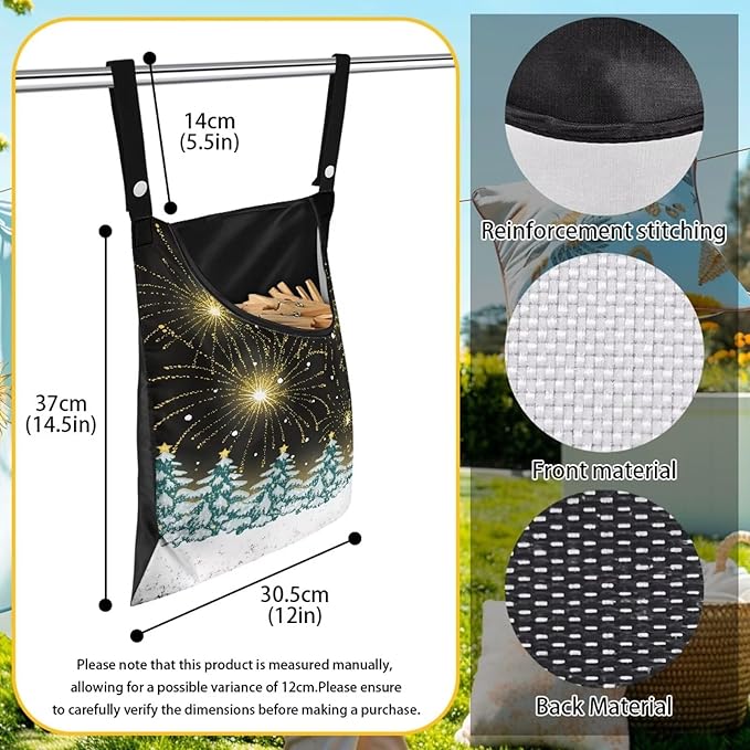 Christmas Tree Adjustable Door-Hanging Laundry Clothespin Bag Clothespin Storage Bag Laundry Clothespin Bag, Fashion Star Hanging Storage Organizer with Hanging Rope for Outdoor and Indoor