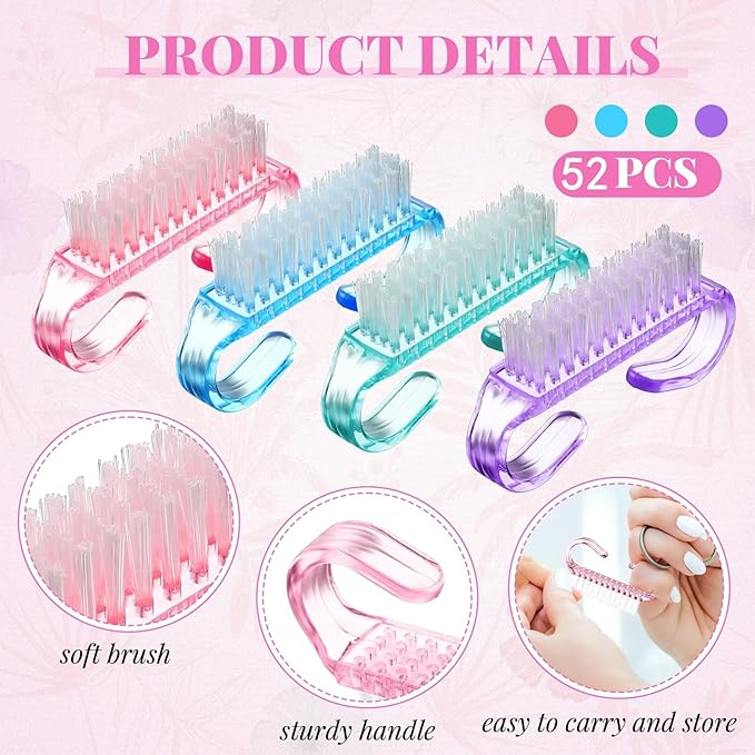 Patelai 100 Pcs Handle Grip Nail Brush Bulk Colorful Nail Scrubber Cleaner Fingernail Brushes Hand Toes Scrub Cleaning Brushes Pedicure Scrubbing Tool for Men and Women, Multicolor Brush