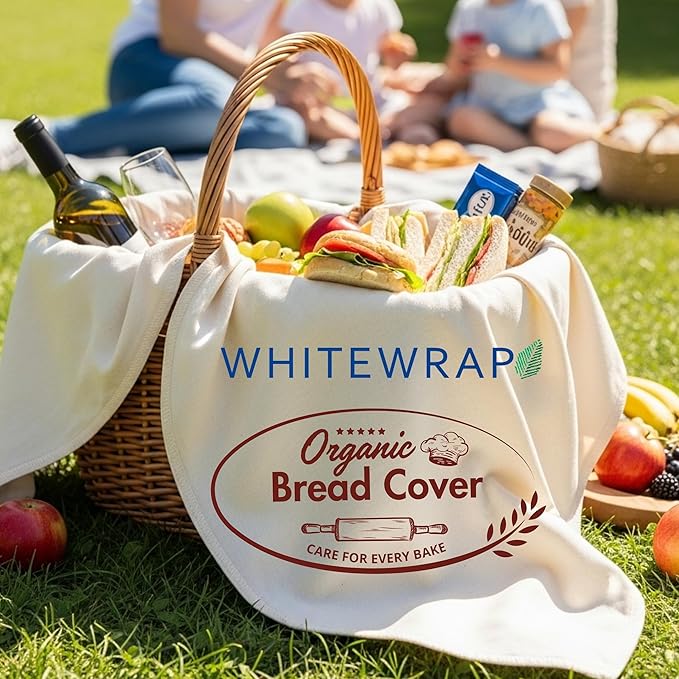 WHITEWRAP Unbleached Flour Sack Towels for Bread Proofing – Thick Cotton Baking Cloth for Baguettes, Ciabatta & Pastries – Reusable 28"x28" Towels, Set of 6