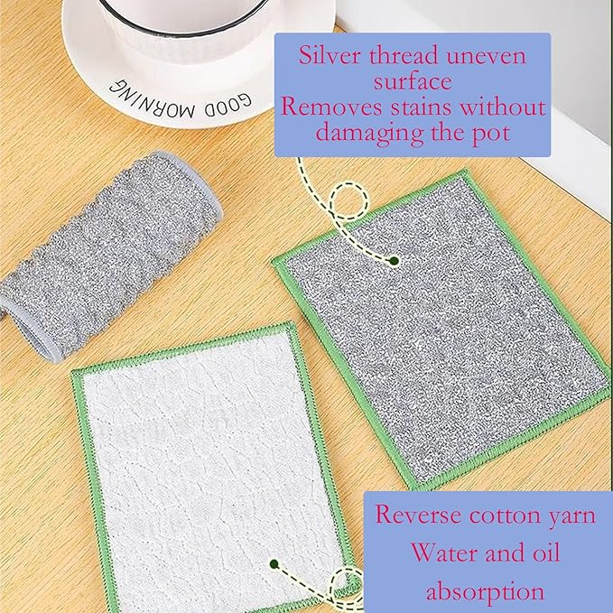 New Scratch-Resistant Multi-Functional Metal Wire Dish Cloth, Double-Sided for Wet and Dry use, Suitable for Washing Dishes, cookware, Sinks, stoves, and Kitchen Cleaning(2PCS)