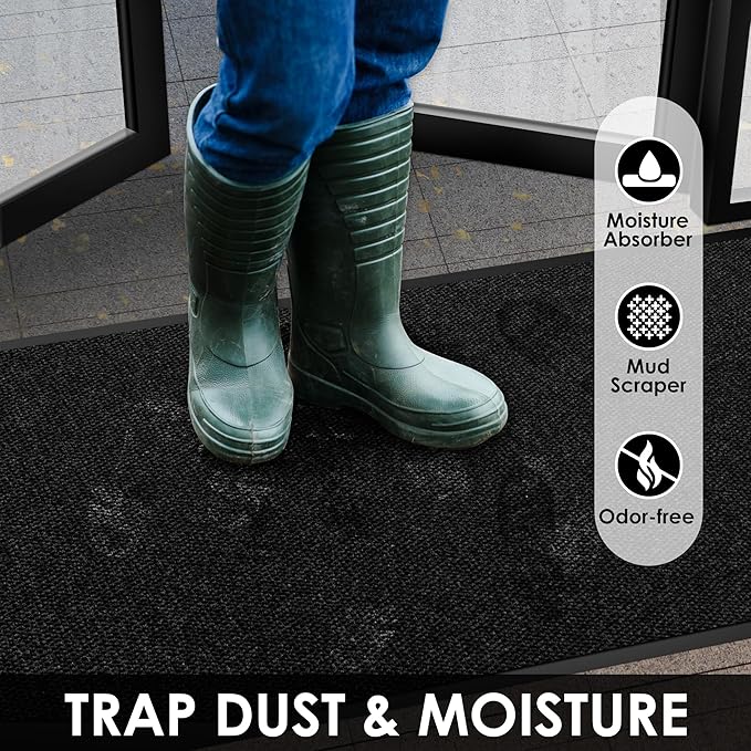 3′ x 35′ Front Door Mat Indoor Outdoor Entrance, Commercial Floor Mat Heavy Duty Dirt Trapper Entryway Doormat, Custom Size Non Slip Rubber Backing Welcome mat, Door Mat for High Traffic Area