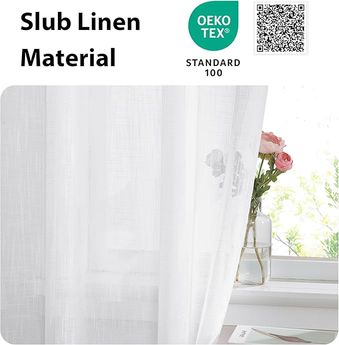 NICETOWN Classroom Window Cover Sheer Lockdown Shade, Front Door Curtains for Glass Window, Small Rod Pocket Curtains for French Door/Basement/Bathroom, 1 Panel, 36" Wide x 40" Long, White