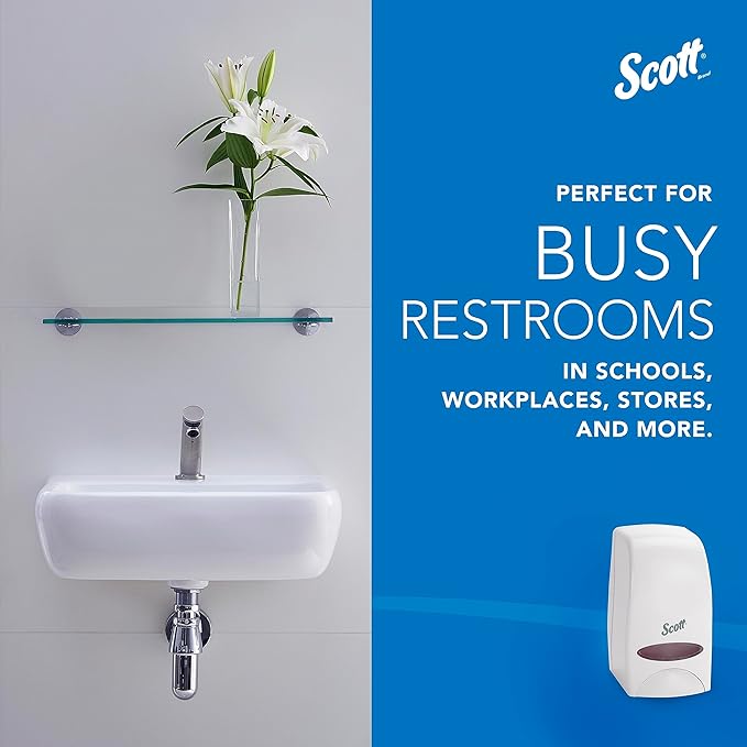 Bundle of Scott® Foam Hand Soap with Moisturizers, 1.0 L Pink, Floral Scent Refills + Scott Essential Manual Skin Care Dispenser, White Starter Kit