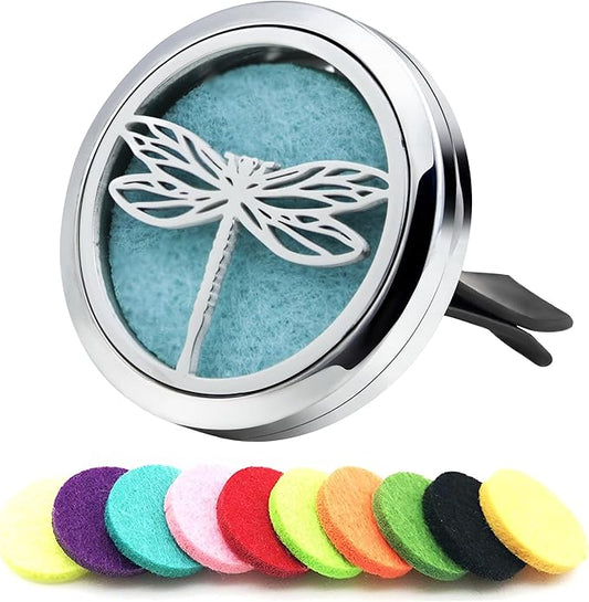 Car Diffuser Vent Clip 30mm Aromatherapy Essential Oil Automotive Diffuser Air Fresheners Vent Clips Car Accessories for Women Birthday Gifts (Dragonfly)