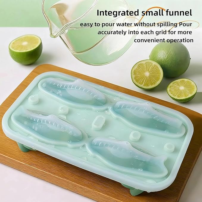 7.48inch Newly Upgraded 4-grid 3D Dinosaur Ice Tray and Covered Silicone Ice Tray, Suitable for Bars, Outdoor and Home Use (1, yellow)