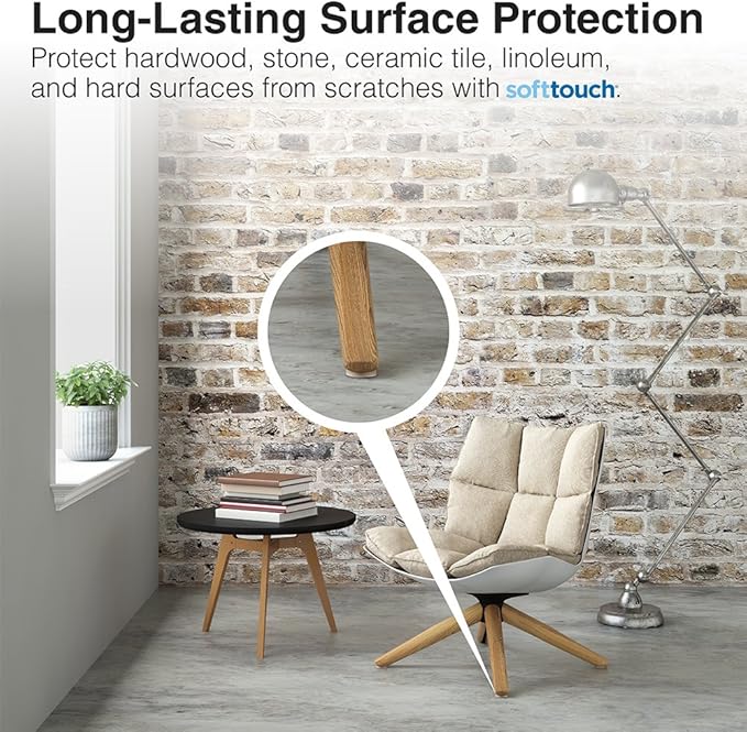 SOFTTOUCH 4723995N Heavy Duty 3 Inch Felt Furniture Pads to Protect Hardwood Floors from Scratches, Linen, 16 Count