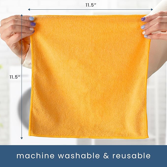 S&T INC. 100 Pack Microfiber Cleaning Cloth, Bulk Towels for Home, Reusable Microfiber Towels for Cars, Cleaning Rags, Assorted, 11.5 Inches x 11.5 Inches, 100 Count