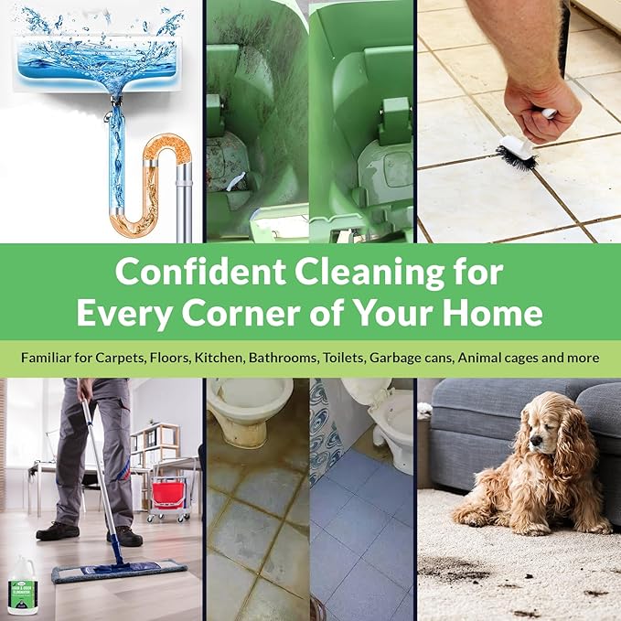 Strong Stain & Odor Eliminator - Cats & Dog Enzymatic Urine Destroyer -MADE IN USA- Fresh Scent Multi-Purpose Pet Stain Remover for Floors, Carpet, Bathrooms, Drains & Trash Deodorizer cleaner, 128oz
