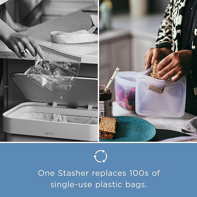 Stasher Premium Silicone Reusable Food Storage Stand-Up Bag Mega, Green, Microwave, Sous Vide, Dishwasher, Oven and Freezer Safe, BPA Free, Leak-free, Eco-friendly, 104 Oz