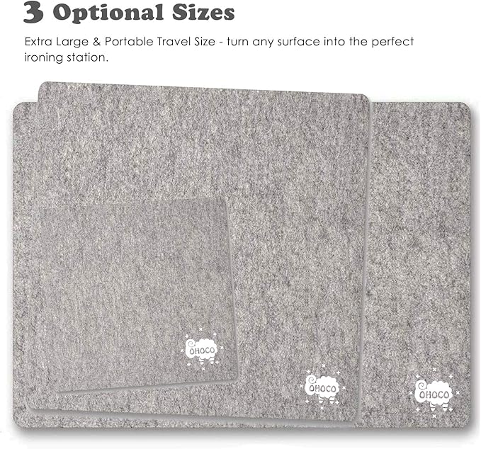 Wool Ironing Mat for Quilting - 17" x 17" XL Large Felt Ironing Pad 1/2" Thick, 100% New Zealand Wool Heat Resistant for Ironing, Sewing, Cutting on Ironing Board, Tabletop, Dryer, Countertop