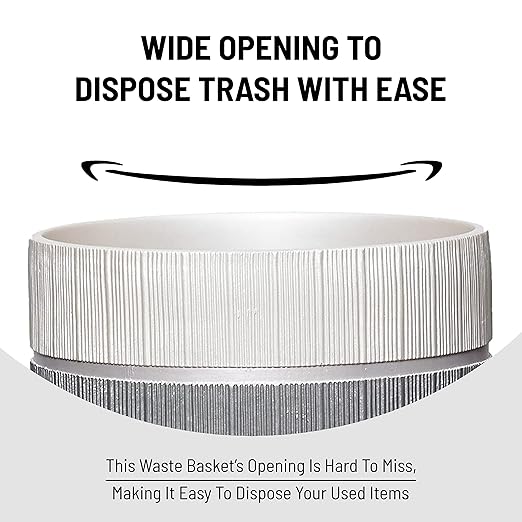 Zahari Home Decorative Trash Can for Bathroom, Office & Bedroom - 2.1 Gallons Stylish & Small Trash Can for Dorms, Desktop & Restroom - Chic Waste Basket for Compact Spaces, Modern Line, Grey
