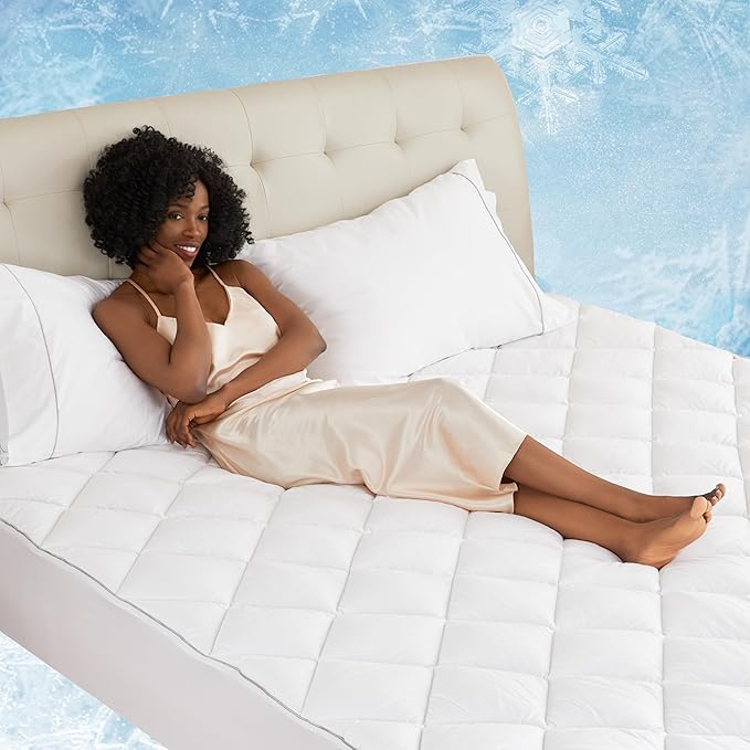 Sunflower Cooling Quilted Twin Mattress Protector, Mattress Pad Twin Chill Soft, College Dorm Mattress Cover, 18-22" Extra Deep Pocket Thin Version, Machine Washable Durable