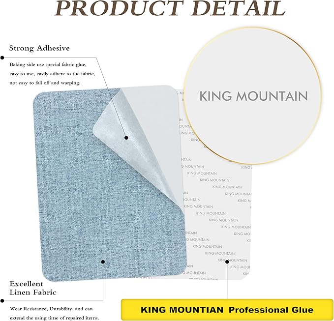 Fine Linen Fabric Patches, Self-Adhesive, 8x11 inch Extra Size, Multi Color, for Sofa and Clothes Repair (Blue Grey)