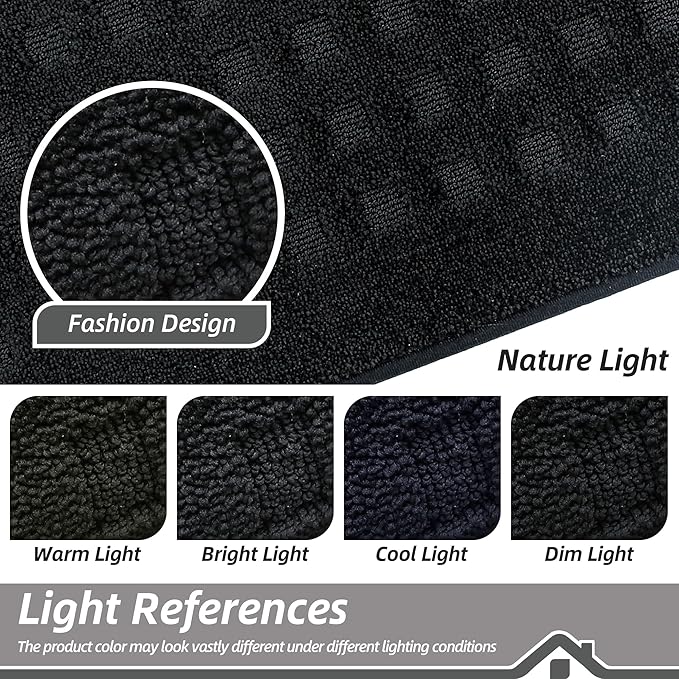 BEQHAUSE Waffle Door Mats Indoor 24"x36", Dog Mat for Muddy Paws Absorbent and Dirt Resist Floor Mats Non-Slip Washable Rugs for Entryway, Welcome Mat for Front Back Door, Muddy Wet Shoes, Black