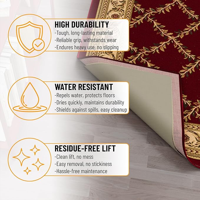 Ottomanson 8' x 12' Non-Slip Rug Pad Gripper 1/4 Inch Thick Dual Surface Felt + Rubber Gripper - Safe for All Floors, Brown