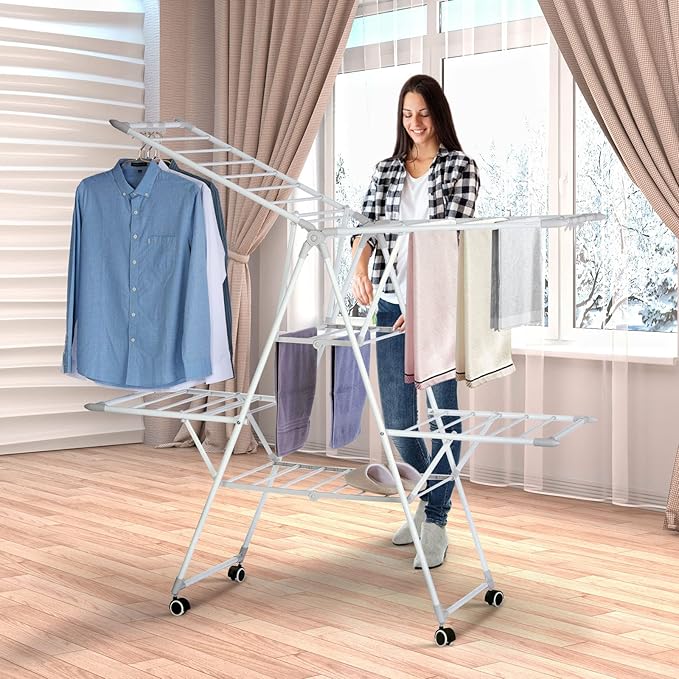 Gullwing Laundry Drying Rack, Space Saving Indoor & Outdoor Use, 61.81' x 22.84' x 51.18'