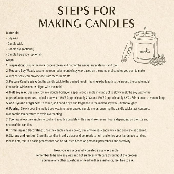 Soy Wax, Waxcanpy Natural Candle Wax, Organic Soy Wax for Candle Making from Farm, No Additives, Harmless and Pure (10lb)