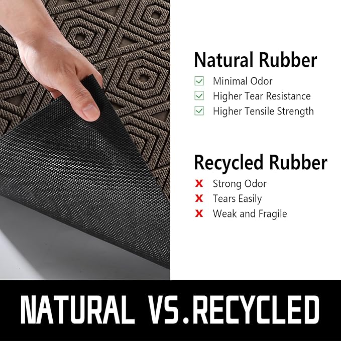 Yimobra Door Mat, Outdoor Indoor Entrance Welcome Mat, Heavy Entry Front Door Mat, Stain & Fade Resistant, Low Profile, Sturdy Rubber, Easy Clean Patio Floor Mat, Waterproof, 36 x 24, Brown