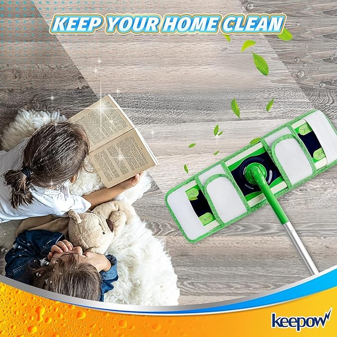 KEEPOW Microfiber Pads for Swiffer XL, Heavy Duty Dry Sweeping Cloths for Swiffer XL Mop, Extra Large Swiffer Dry Pads Refills XL (8 Pack)