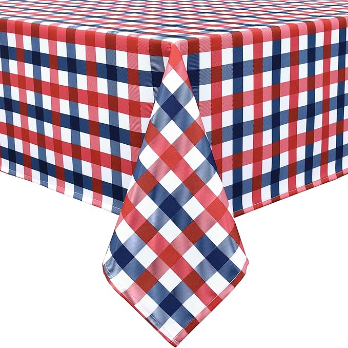 Waterproof Plaid Tablecloth Fabric - Square 58x58 Inch Classic Gingham Checker Table Cloth for Indoor/Outdoor Use - Buffalo Table Cover for Picnics, BBQs, and Parties