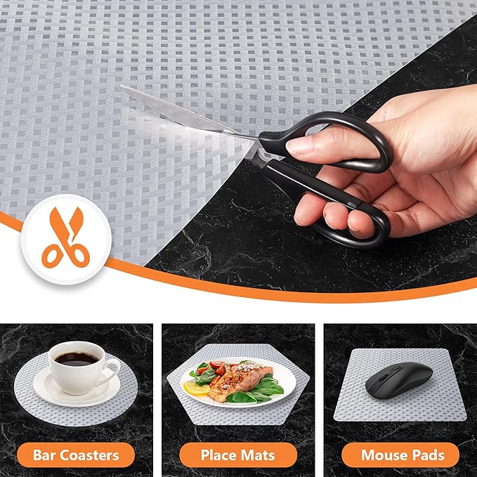 Shelf Liners for Kitchen Cabinets Refrigerator Liners Waterproof & Oil-Proof Kitchen Cupboard Liner Non-Slip Drawer Mats EVA Material Non Adhesive Fridge Liner for Shelves (23.6 x 157.4 inches, Clear)