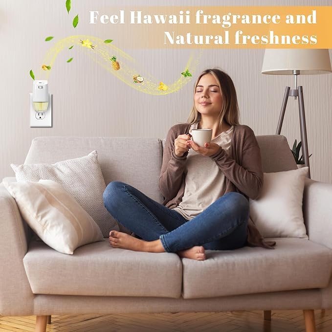 Plug-in Refills Home Plug-in Air Freshener - Hawaiian Scent Refills 6 Count Long-Lasting Fragrance, For Rooms and Bathrooms Wall, Compatible with Air Wick, Compatible with Glade