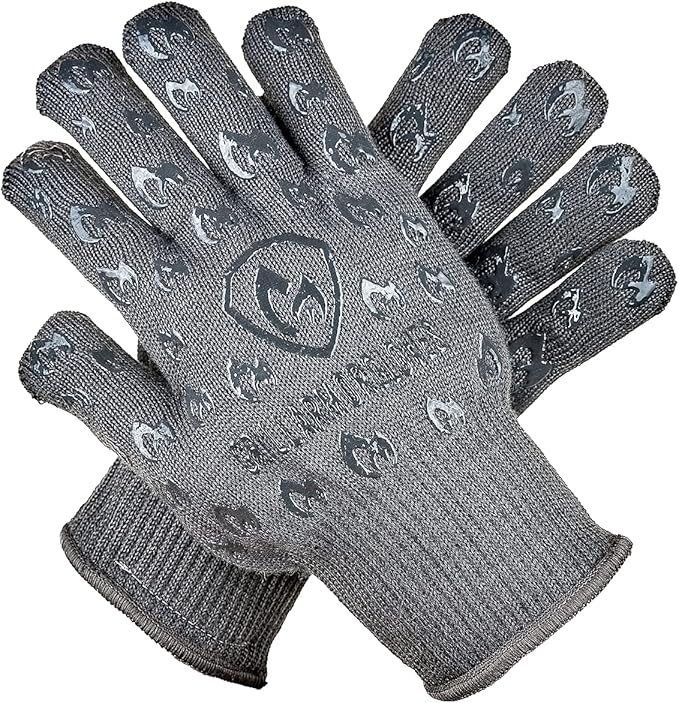 Grill Armor Oven Gloves 932°F Extreme Heat & Cut Resistant Oven Mitts with Fingers for BBQ, Cooking, Grilling, Baking –Accessory for Smoker, Cast Iron, Fire Pit, Camping, Fireplace, Griddle & More