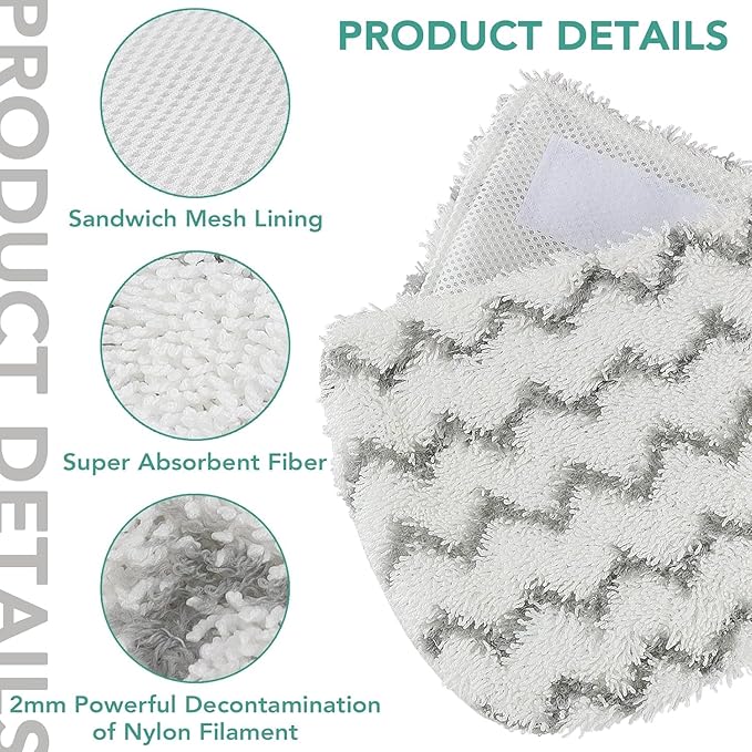 Sgizoku S1000 S2001 Steam Mop Replacement Pads for Shark Steam Mop S1000 S1000A S1000C S1000WM S10001C S1200 & S2001 SteamSpot Steam Mop - Dirt Grip, Washable & Reusable for All Floor Clean - 8Pack