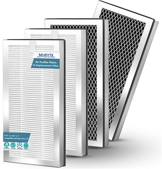 MA15 Replacement Filter Compatible with MA-15 Air Purifier, 3-in-1 Filtration System, H13 True HEPA and Activated Carbon Filter, 4 Pack