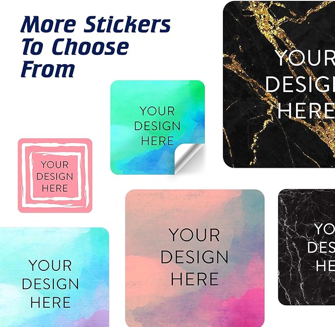 100 Custom Vinyl Stickers - Upload Your own Image, Text, Design, Logo - Personalized Logo Labels for Handmade, Packaging, Bottle, Jars, Candle, Brand Stickers (Blue Green, 2x2 Square)