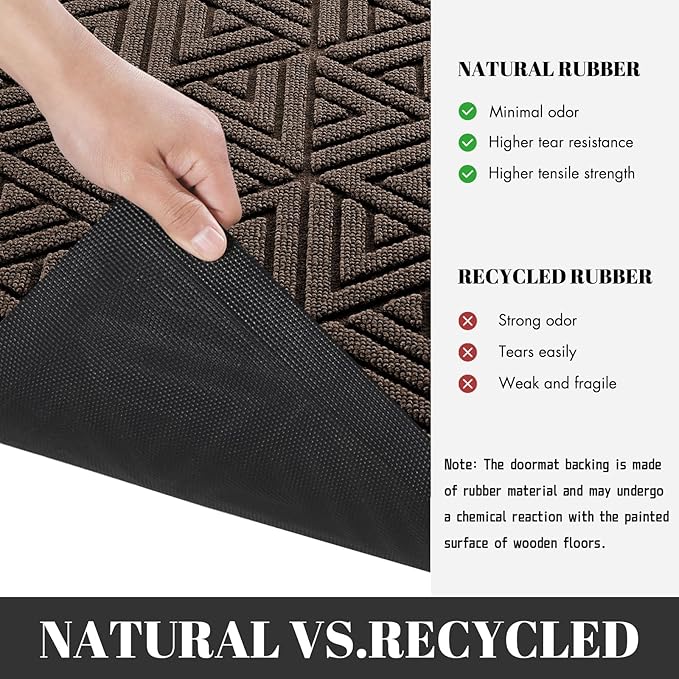 Yimobra Outdoor Mats for Front Door 29.5x17, All-Weather Waterproof Non-Slip Outdoor Door Mat Outside Eentrance, Garage/Patio Entryway Indoor Doormat, Easy Clean, Brown