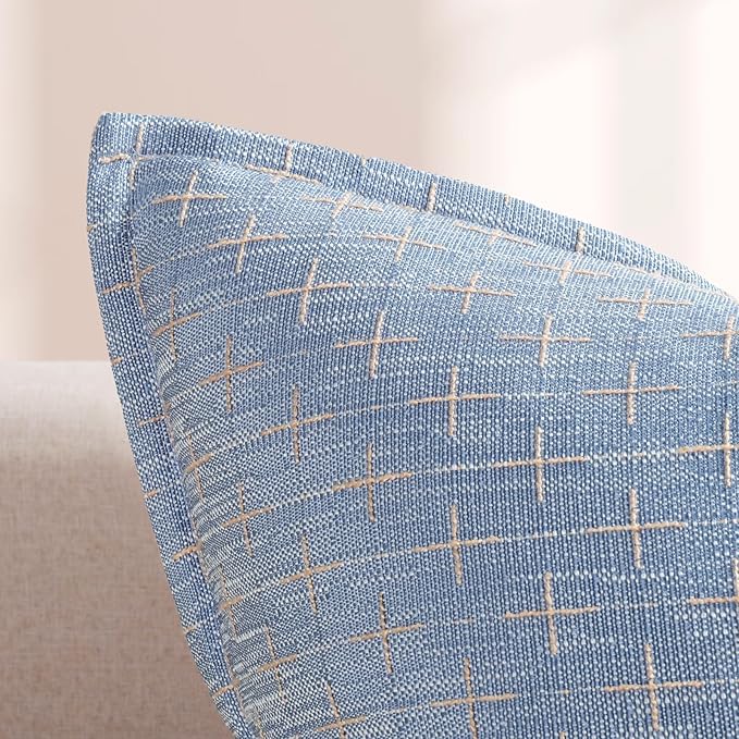 ZWJD Pillow Covers 16x16 Set of 2 Soft Polyester Textured Pillow Covers with Stylish Flange Edge Cozy Farmhouse Throw Pillows for Couch Bed Sofa Living Room
