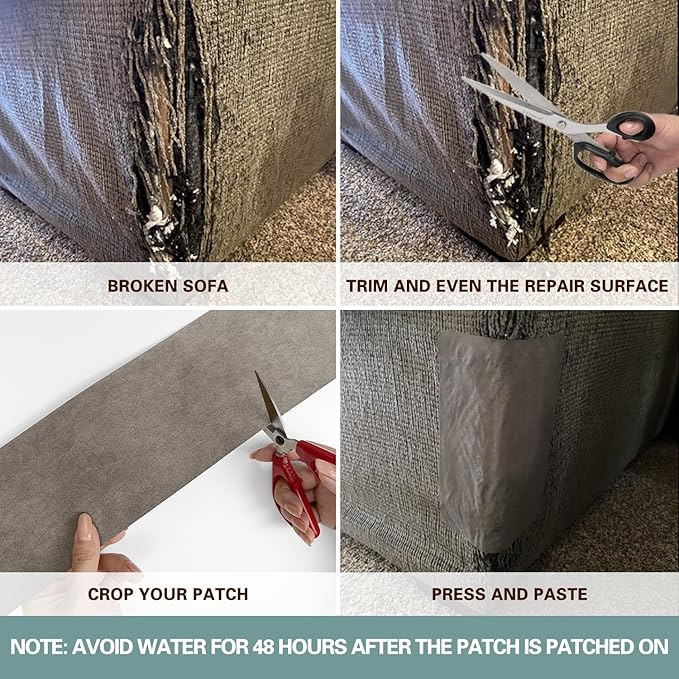 Azobur Velvet Rectangular Repair Patch, Self-Adhesive Flannel Fabric Patch, Multi Colors, Microfiber Patch，Can be Used to Patch Sofas, Car Seats, Handbags, Jacket Holes and Tears (Gray)