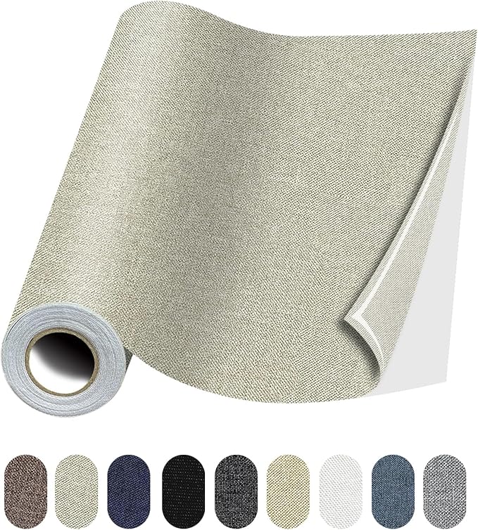 Fabric Repair Patches, 17X79 Inch Linen Repair Tape Self-Adhesive Fabric Patches Durable, DIY Large Linen Tape for Sofa, Couches, Furniture, Chair, Clothing （17X79 Inch, Beige）