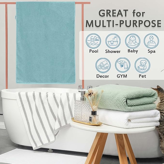 Yellow Bath Towels, Luxury Bath Towels Set of 4, Large 30"x56" - Cotton | Quick Dry | Lightweight | Thick | Soft | Absorb, Shower Towels for Hotel, Showering & Bathroom, Bath Towel Gift Set